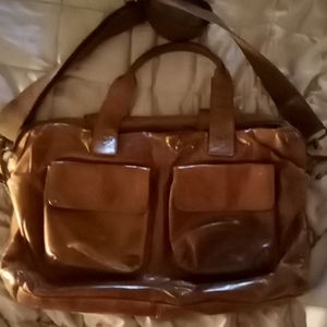 Fossil brown leather laptop bag